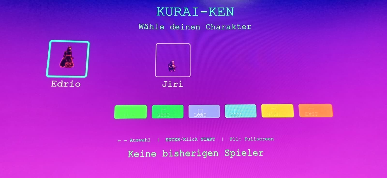 Kurai Ken character selection screen